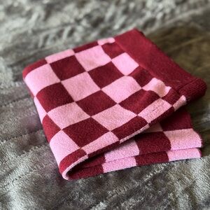 Pink and Maroon Checkered Forever 21 Knit Mini Skirt